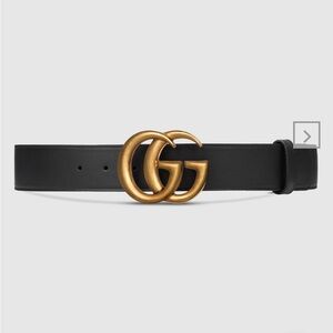 Gucci GG MARMONT WIDE BELT - Black Belt with Gold Buckle 100% AUTHENTIC